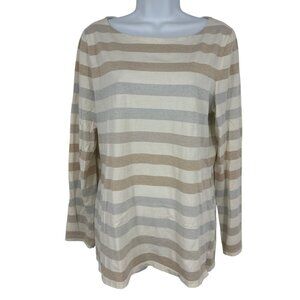 Talbots Women's Metallic Stripe Long Sleeve Top Size M